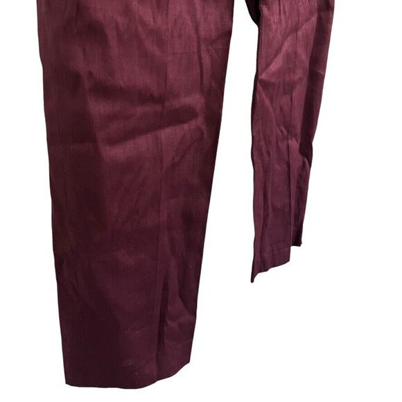 Ann Taylor Loft Marisa Ankle Linen Cotton Blend Plum Stretch Pants NWT sz 4 - Picture 2 of 16